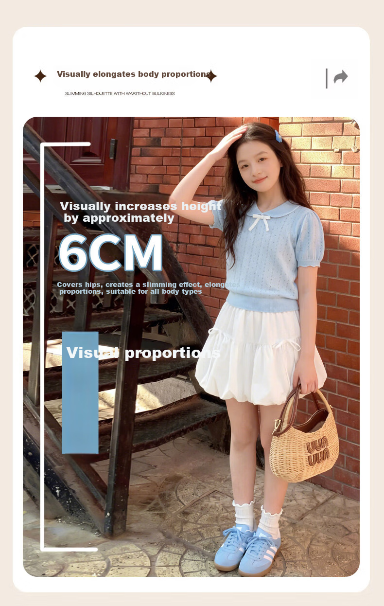 Moonkids Girls Summer Set 2026 New Korean Style Children's Summer Polo Shirt and Flower Bud Skirt Big Kids Summer Outfit 5